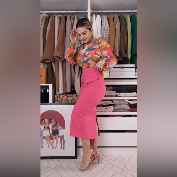 ZARA printed draped neckline blouse - Picture 3 of 4